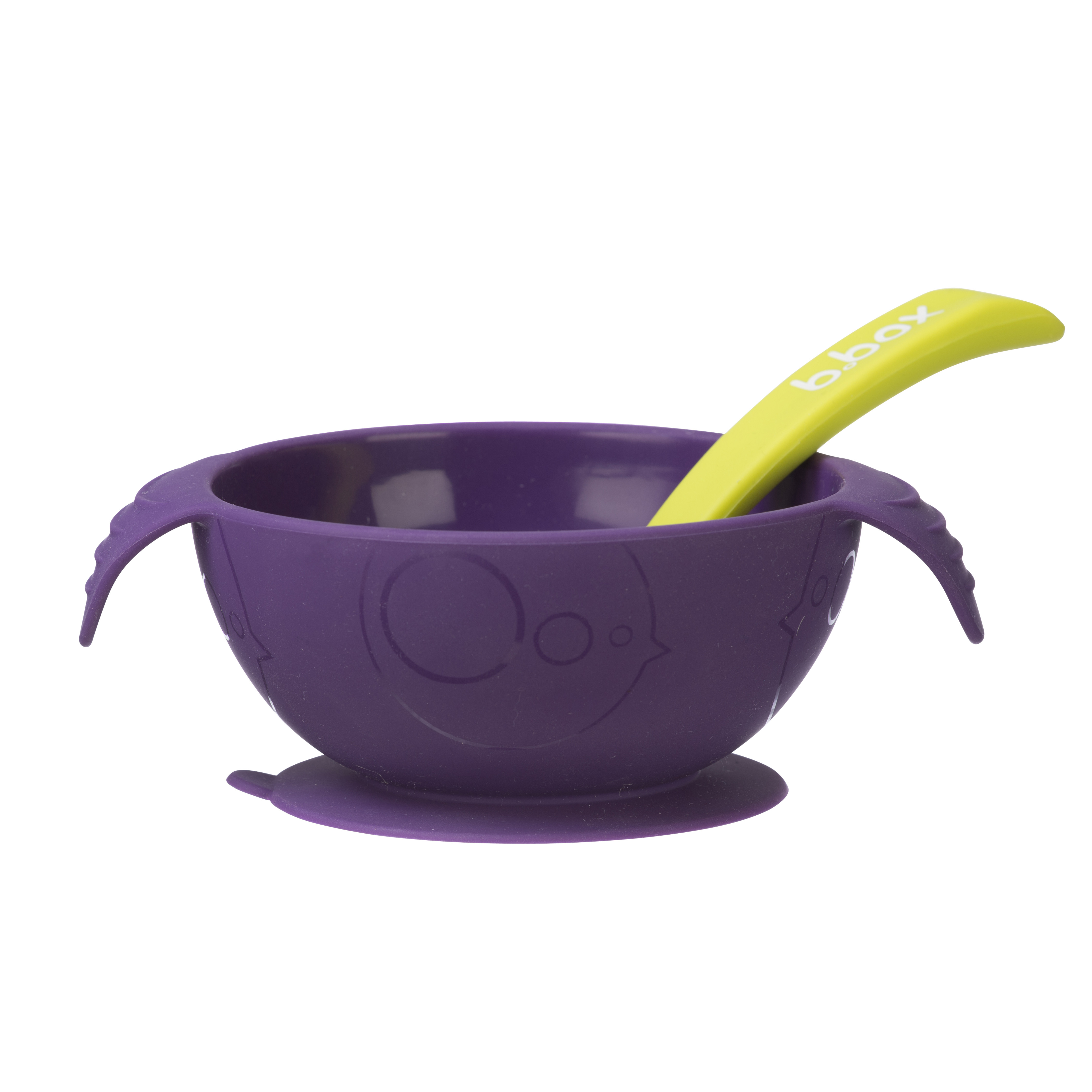 B.box Bộ chén chống trơn và muỗng silicone cho bé tập ăn dặm - Tím