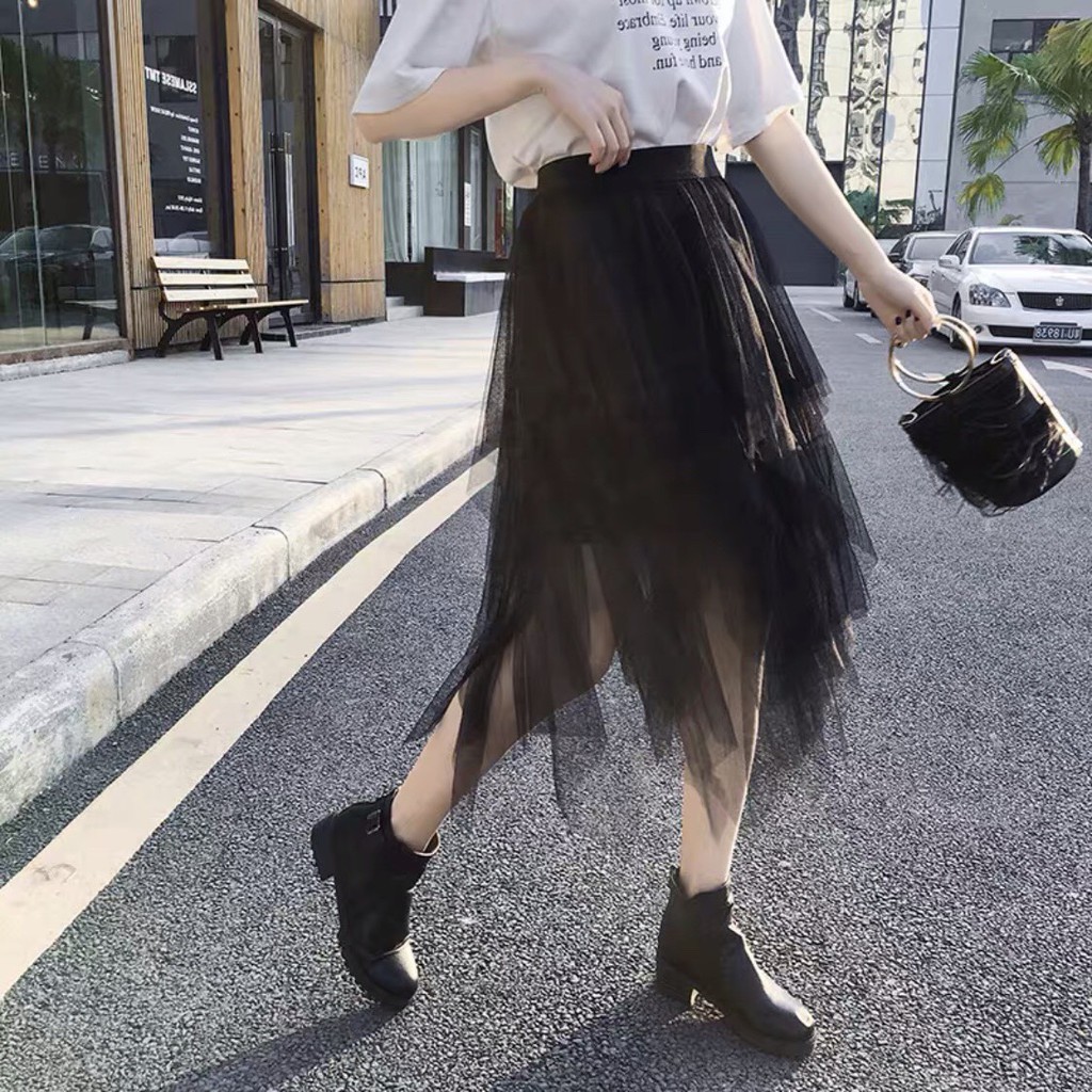 Chân Váy Lưới Nhọn Dài Nhiều Tầng Thời Trang
