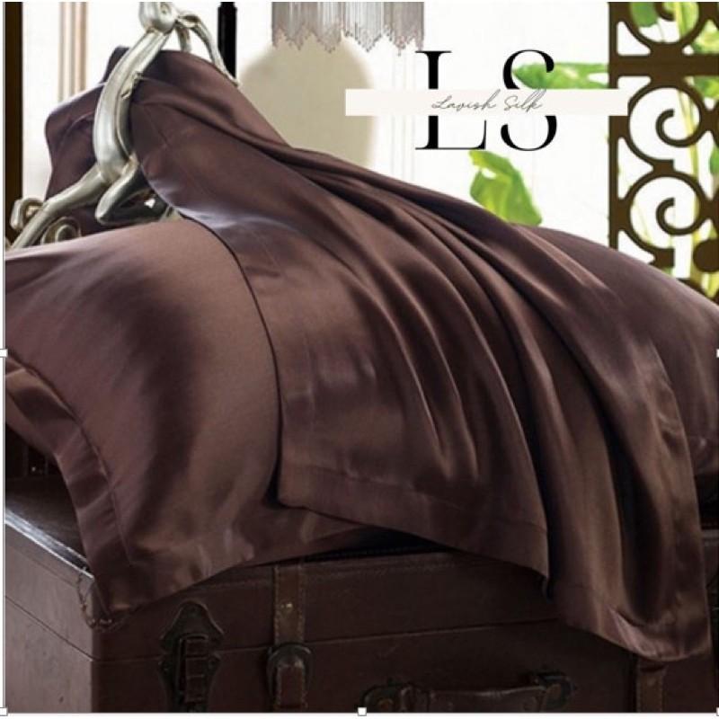 Bộ Ga Gối Phi Lụa Lavish Silk Cao Cấp Mát Lạnh Hàng Loại 1 Không Nối Vải - Nâu Sô Cô La