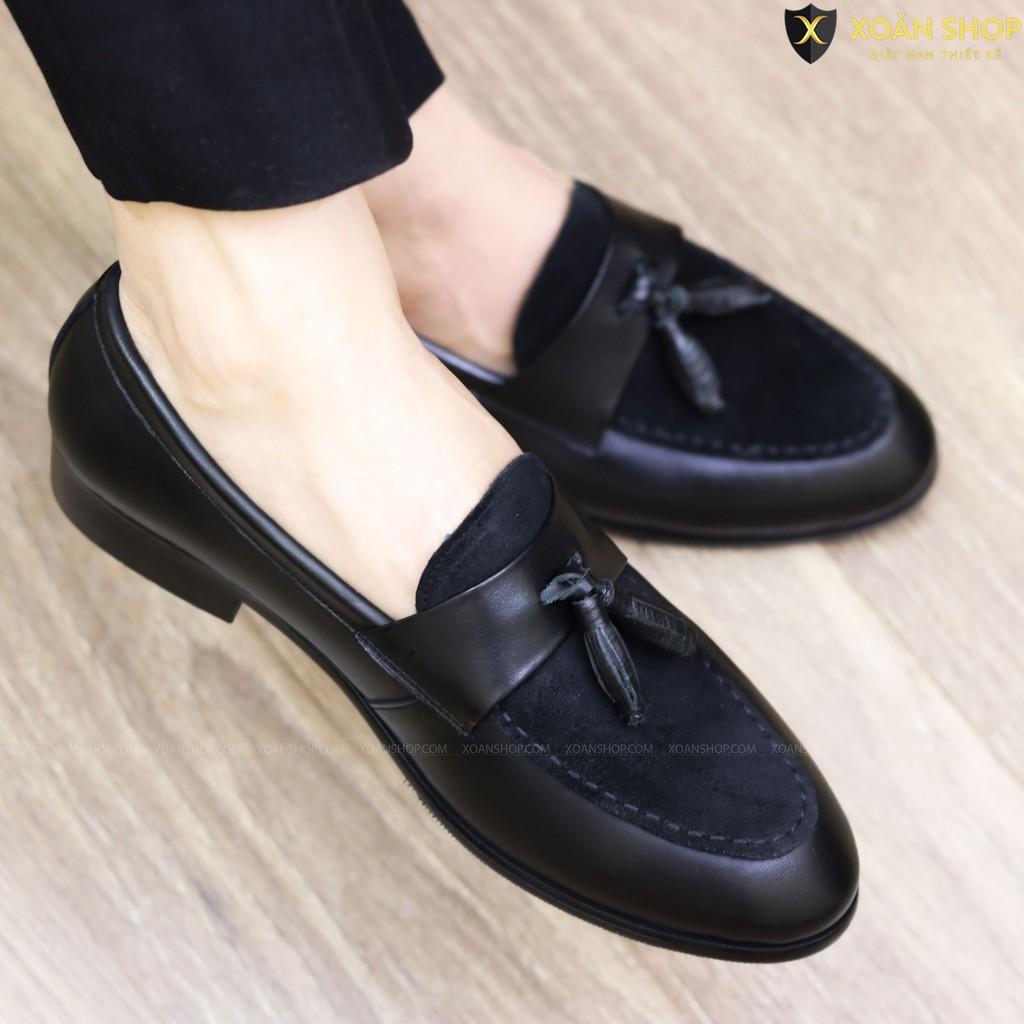 Giày Lười Nam Công Sỏ Mặt Nỉ Nhung Da Lì G014