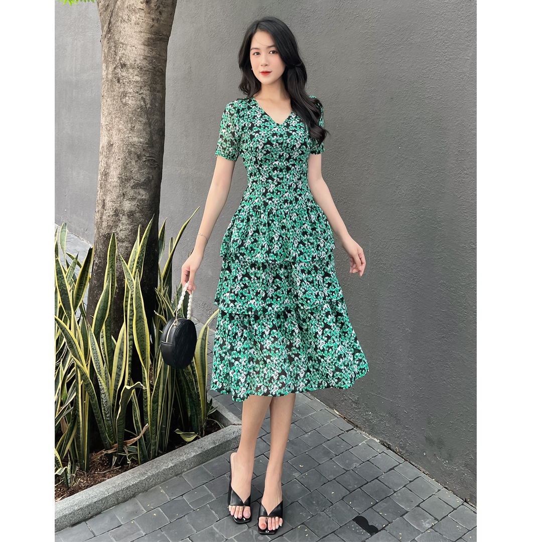 Hình ảnh {HCM}Đầm voan Hàn hoa nhí sang trọng D073 -Lady Fashion - Khánh Linh Style