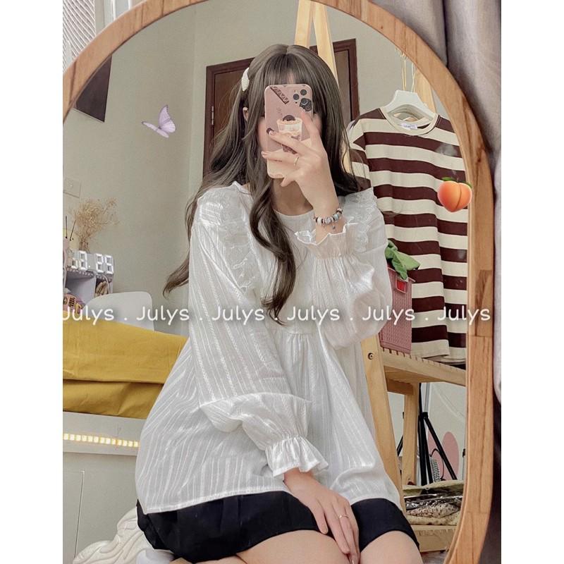 Áo babydoll trắng bèo ren