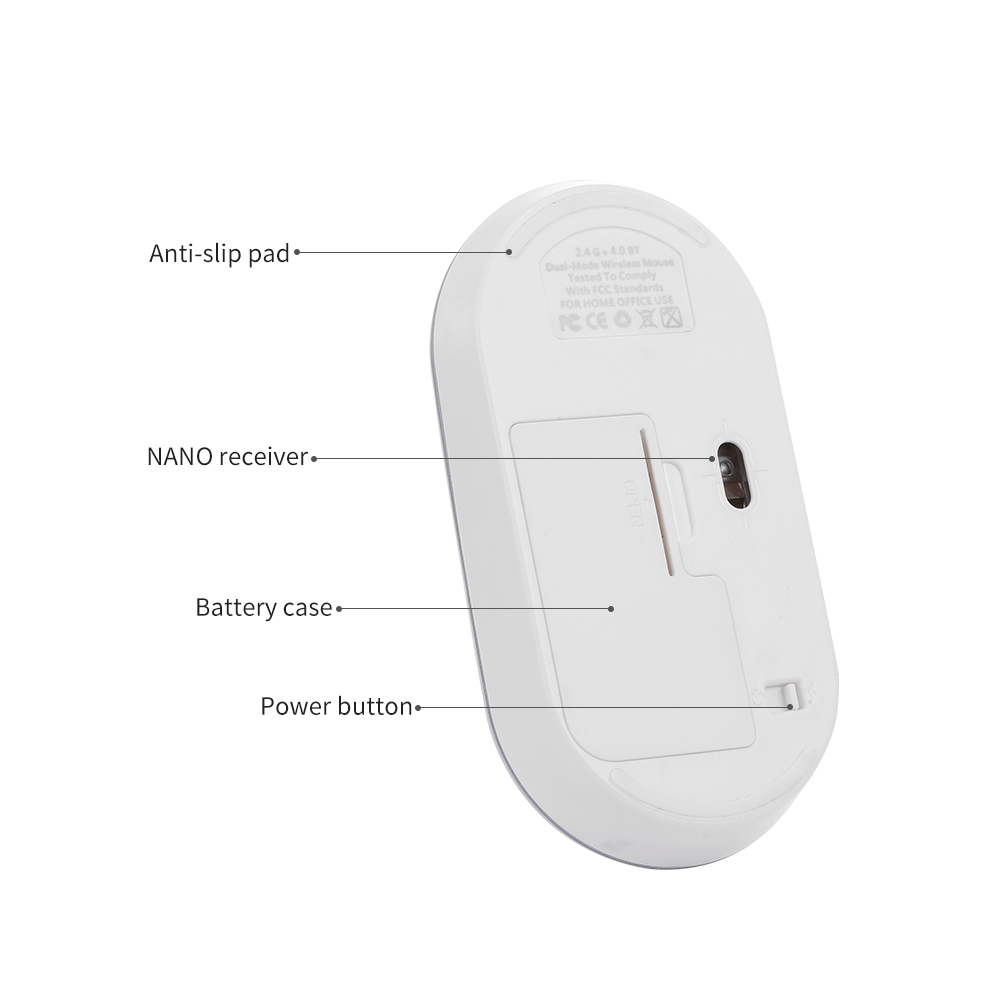 Chuột Không Dây Mỏng Chế Độ Kép Với BT4.0 Và 2.4g Cho Máy Tính Xách Tay / PC / Windows / Mac