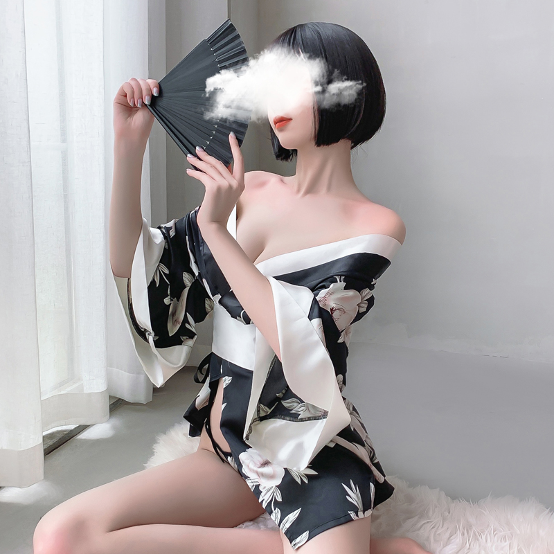 Váy ngủ lụa satin kimono Nhật Bản