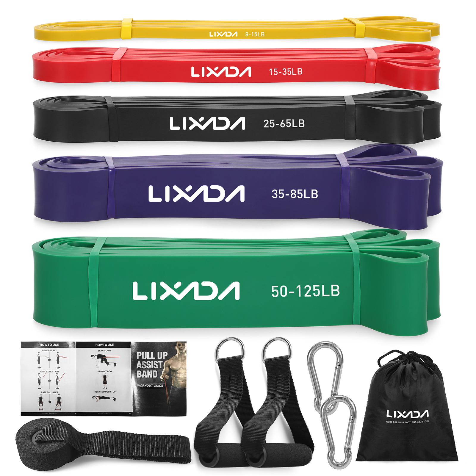 LIXADA 5 Gói kéo lên các dải hỗ trợ đặt các dải điện trở vòng tập luyện sức mạnh tập thể dục kéo dài các dải kéo dài với cửa neo màu