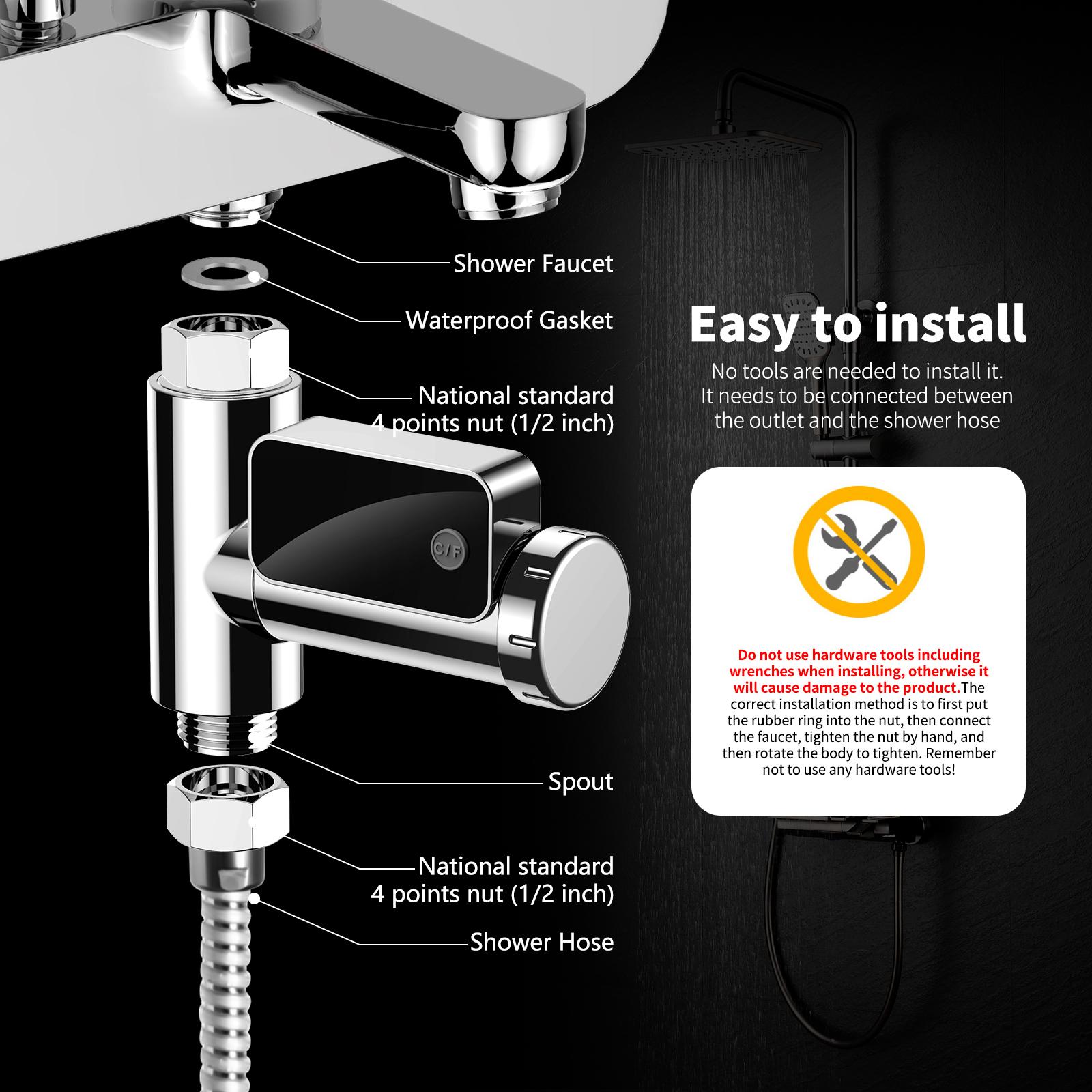 Máy Đo Nhiệt Độ Vòi Hoa Sen Kỹ Thuật Số Màn Hình Hiển Thị Led Có Thể Xoay Được