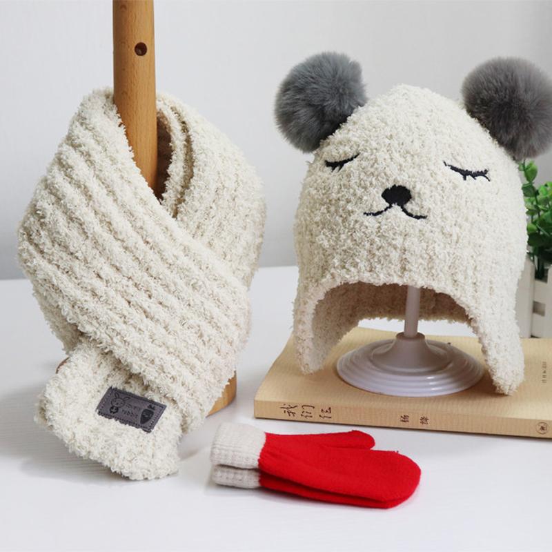 1-5 Tuổi Mùa Đông + Nón + Khăn Choàng + Găng Tay Bé Trai & Bé Gái Nón Khăn Găng Tay 3 Món Cho Bé trẻ Em Đầu Trẻ Em Nắp Ấm