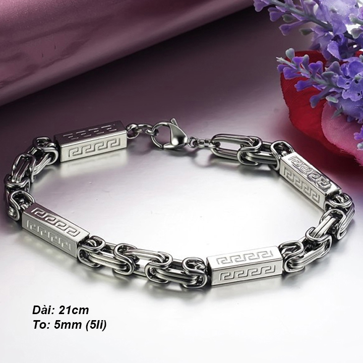 Lắc tay nam kiểu xích to 5li cá tính MVT058-1 Không đen không gỉ sét