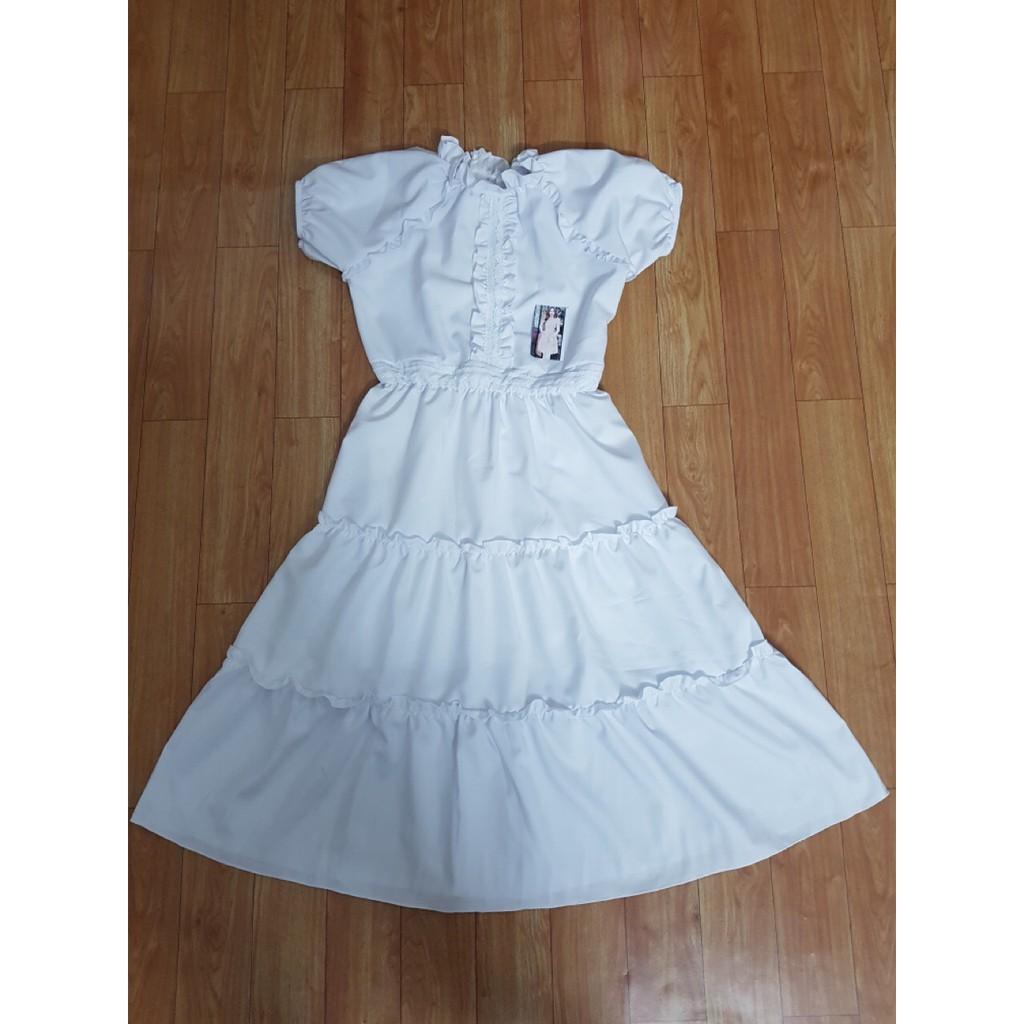 Đầm phối ren nhún bèo 3 tầng xinh lung linh kèm hình thât