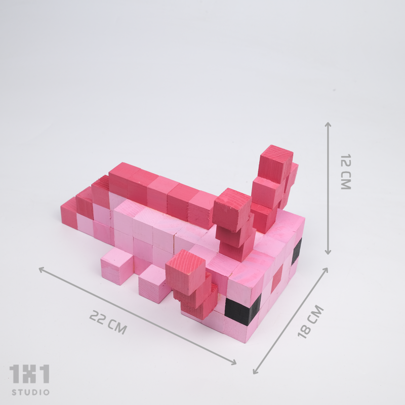 Mô hình Thú AXOLOTL Minecraft, Pet Figure Scale Làm Bằng Gỗ Handmade Hợp Decor Sưu Tập (Hồng/Pastel)