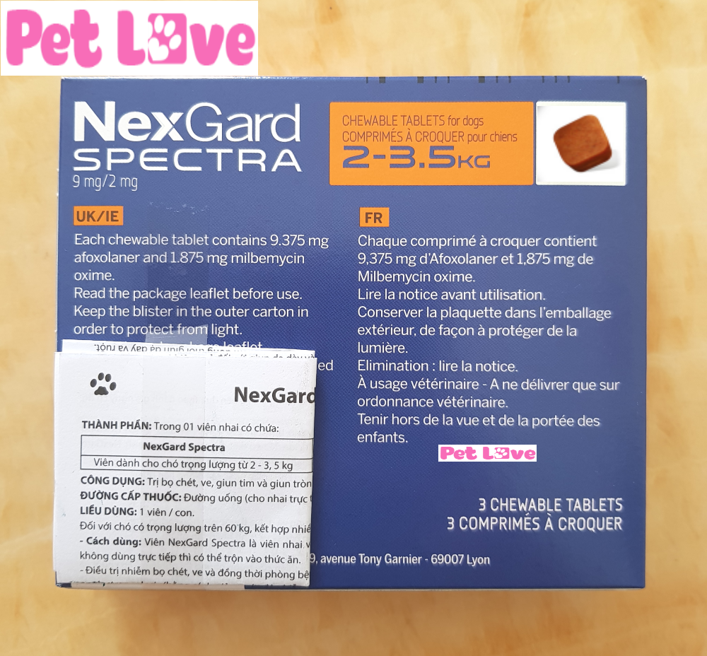 1 viên NexGard Spectra trị giun, ghẻ, viêm da, ve rận