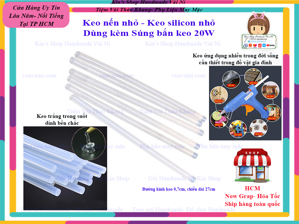 Keo Nến Nhỏ - Keo Silicon Hàng Chất lượng Dán Vật Dụng Làm Đồ Handmade Dùng Chung Với Súng Bắn Keo Hoặc Đốt Bằng Lửa- KINSHOPHANDMADE