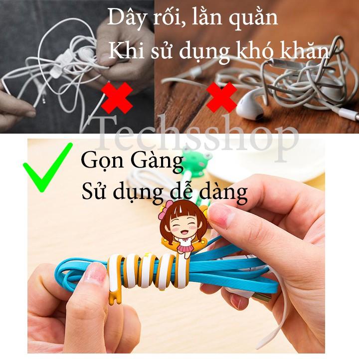 Dây quấn dây tai nghe, dây sạc xoắn hình thú - Dụng cụ kẹp dây điện