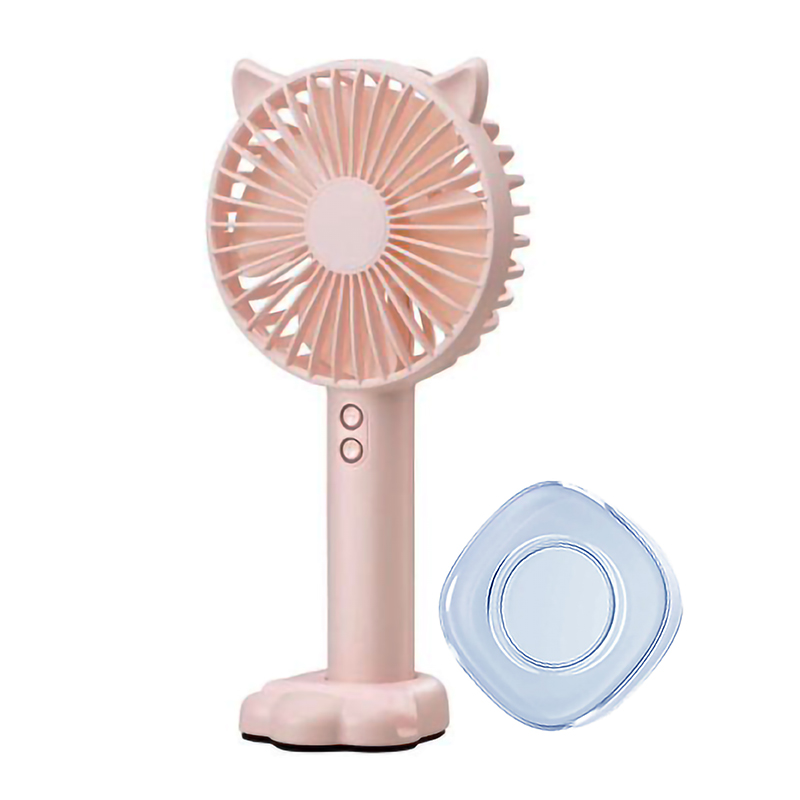 [Tặng Gel Pad] Quạt mini cầm tay tiện dụng handy fan 3 tốc độ gió tai mèo cao cấp có đèn, giá đỡ điện thoại, giao màu ngẫu nhiên