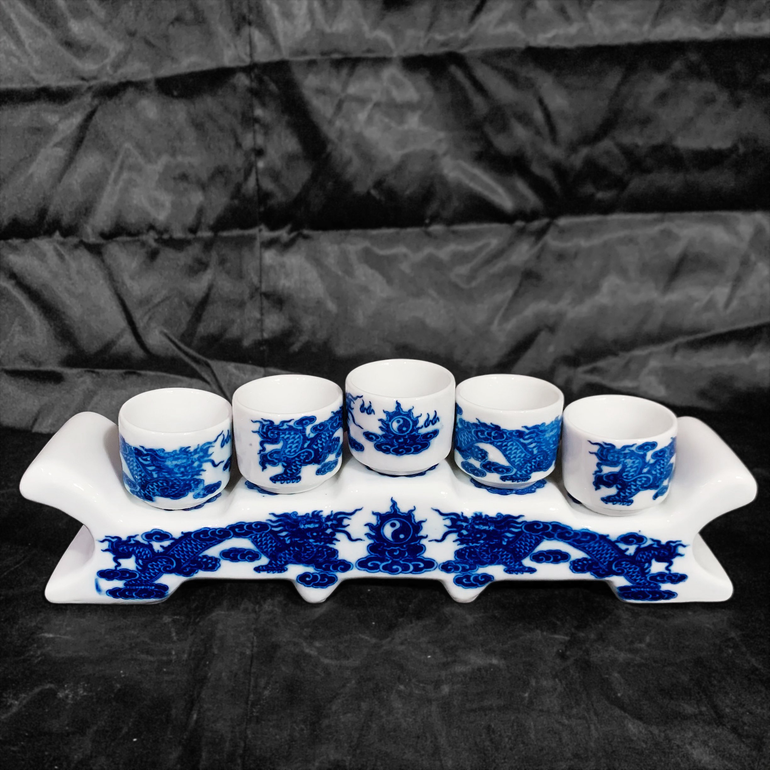 Bộ Kỷ chén thờ Sứ vẽ Sen 3 hoặc 5 ly