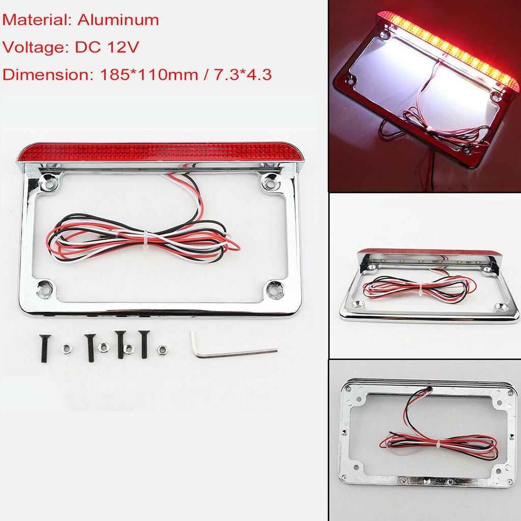 Motorcycle 12v LED Taillight Tail Lamp W/    Bracket Chrome
