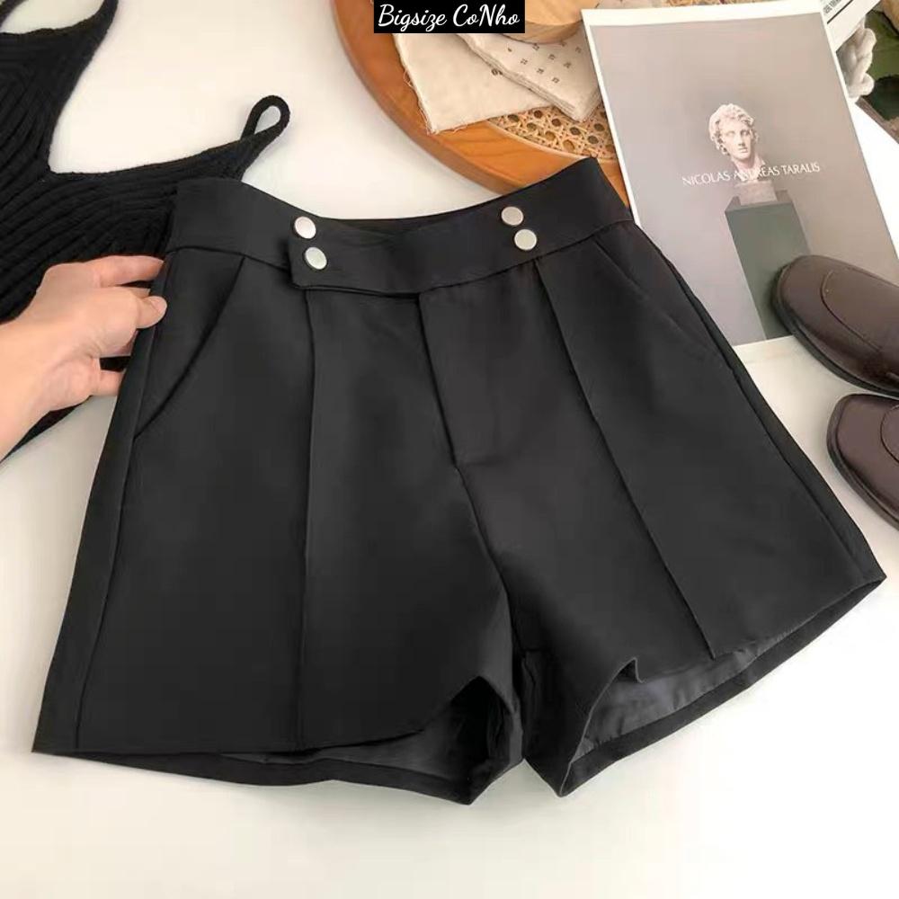 Quần đùi bigsize nữ lưng thun nút, Quần short nữ ngoại cỡ 60-95kg  BIGSIZE CÔ NHỎ Q4N - Đen