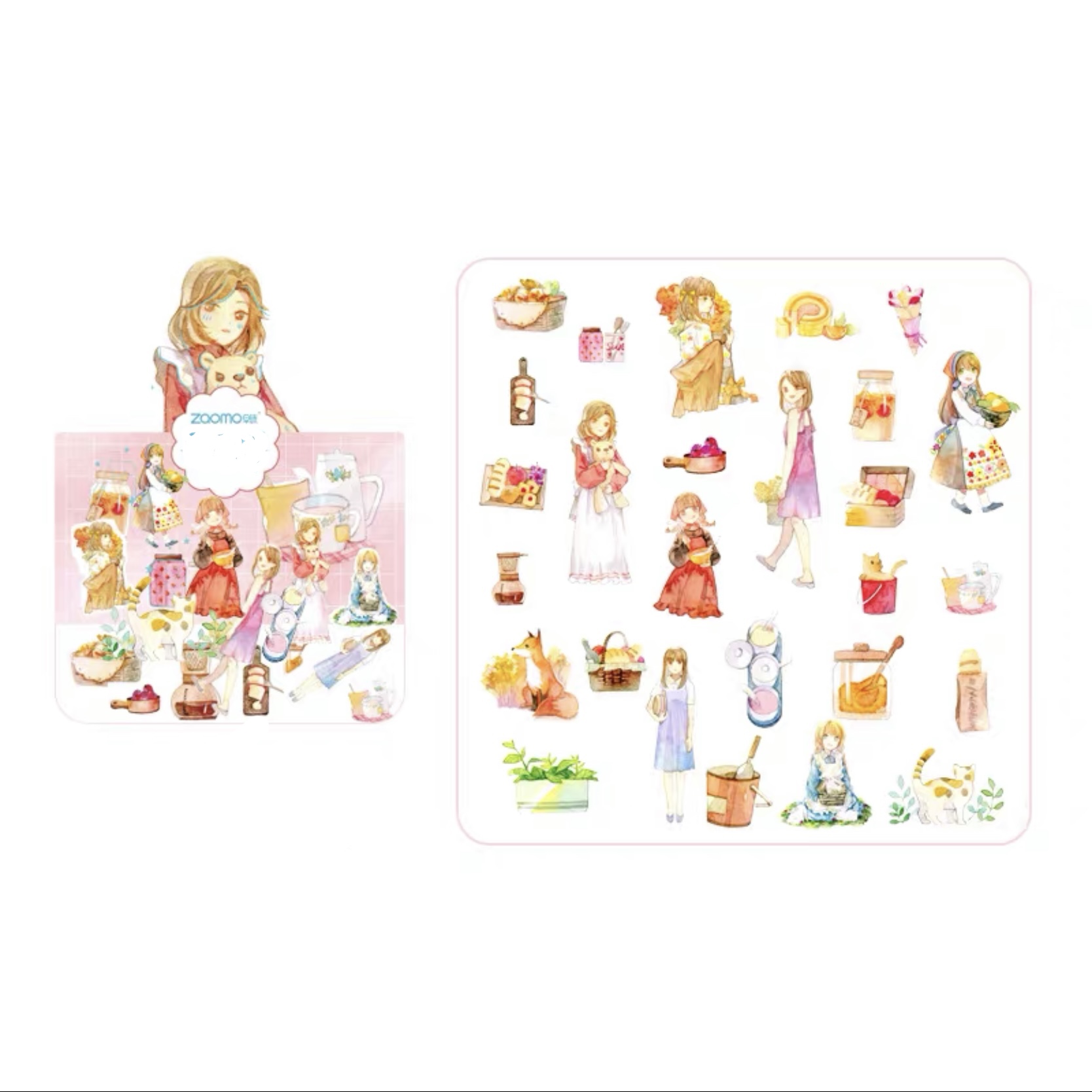 Gói 50 stickers cô gái xinh xắn có nhũ vàng