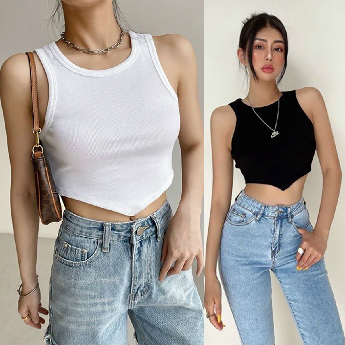 Áo croptop 3 lỗ lai nhọn thời trang XIXO cao cấp - mã ATN0056