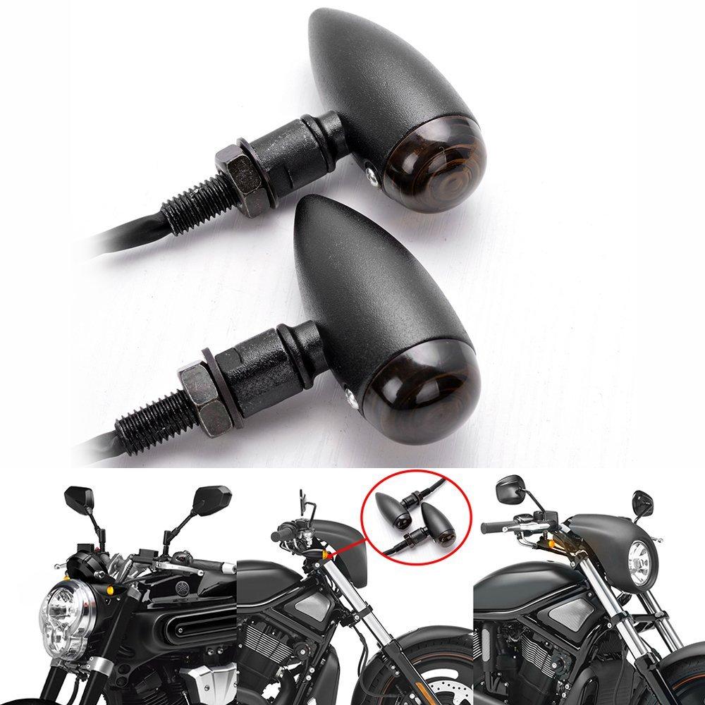 Motorcycle  Turn Signal Lights Blinkers for Harley Chopper Cruiser Black