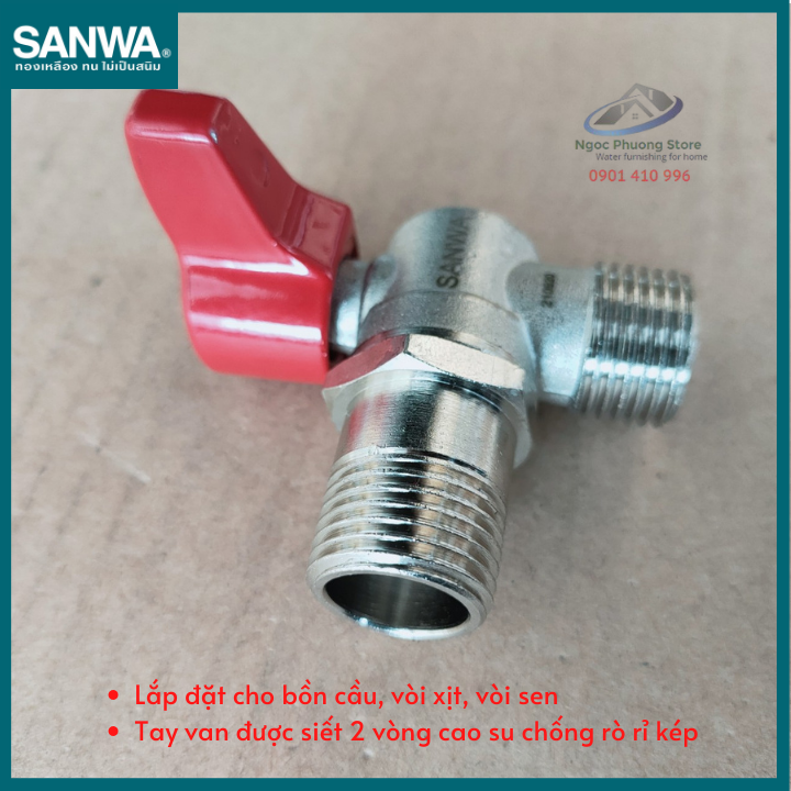 [SANWA THÁI LAN] Van bi góc 2 răng ngoài Phi 21mm (1/2&quot;) Sanwa nhập khẩu - ABV15MM