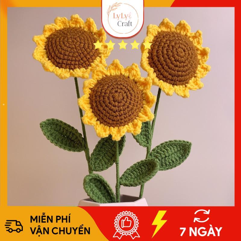 Hoa Len Handmade Thành Phẩm Có Sẵn Dùng Trang Trí, Hoa Len Móc D.I.Y Đủ các Loại Hoa Hồng, Heo, Tulip, Hướng Dương