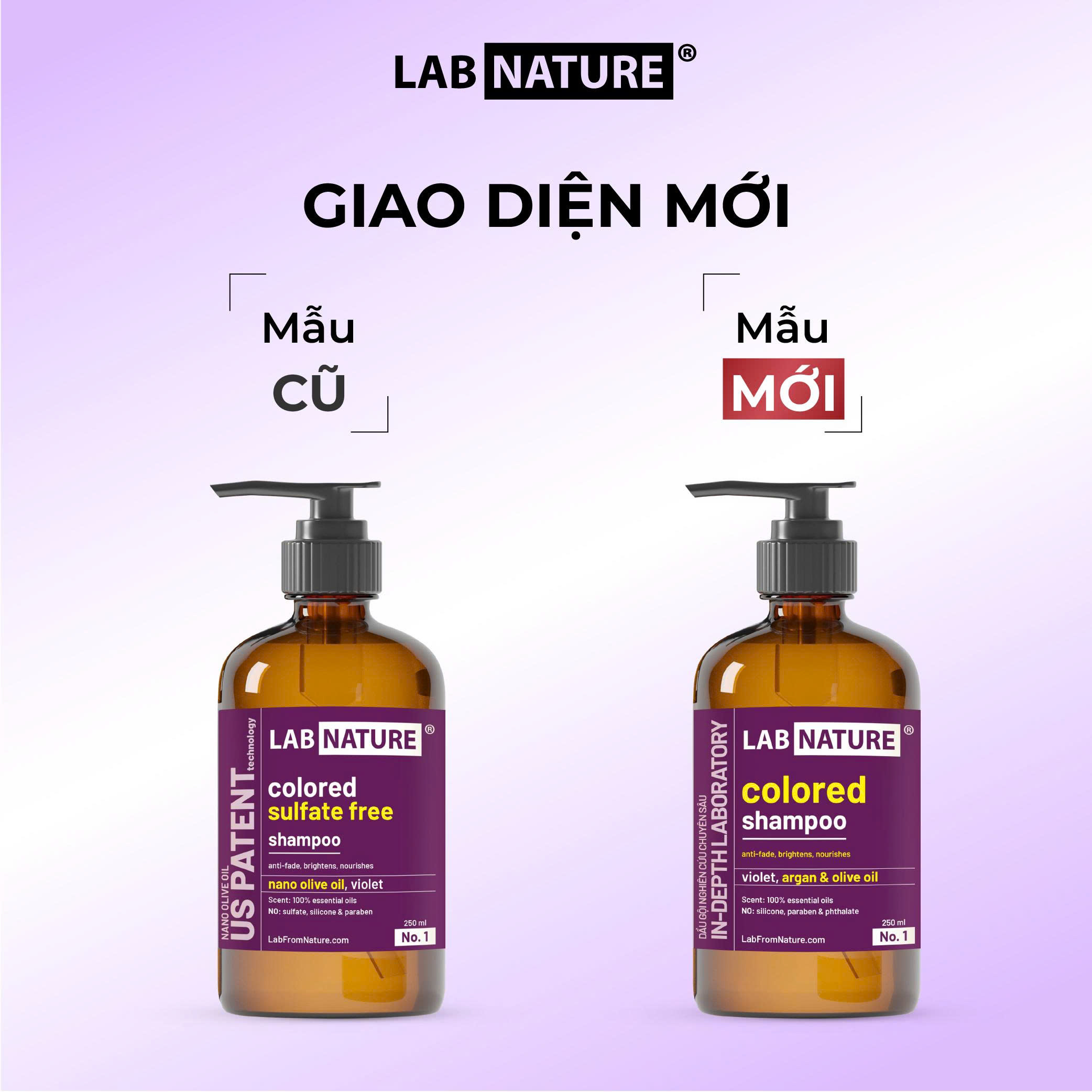 Dầu gội tím LAB NATURE Không Silicone, giúp Khử Vàng và Giữ Màu Nhuộm - 250ml