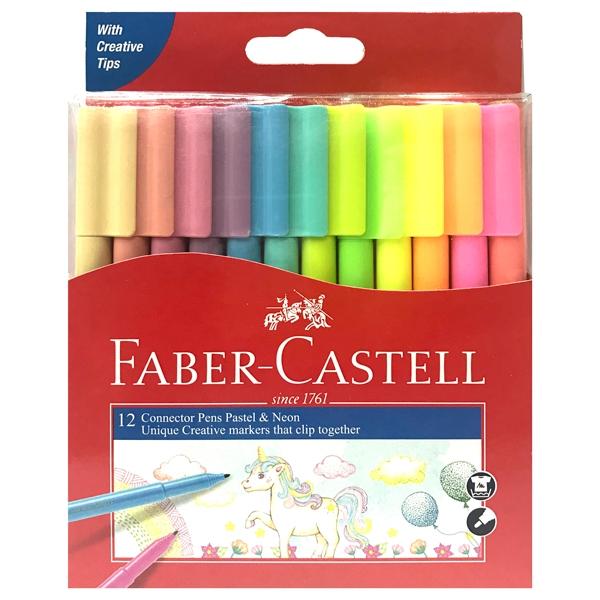 Bút Lông 12 Màu Connector Pastel &amp; Neon - Faber-Castell