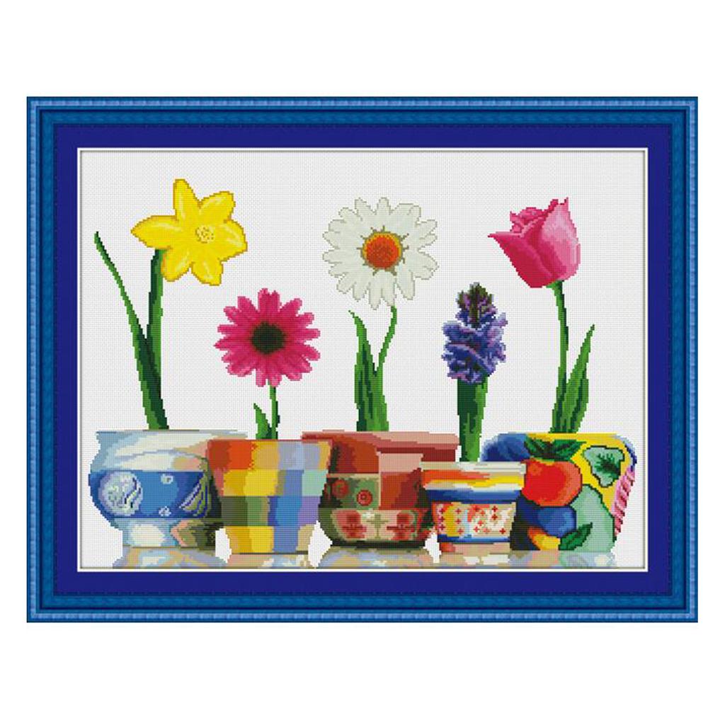 Flower Ribbon Embroidery Kit Painting DIY handmade Needlework Art Home Decor