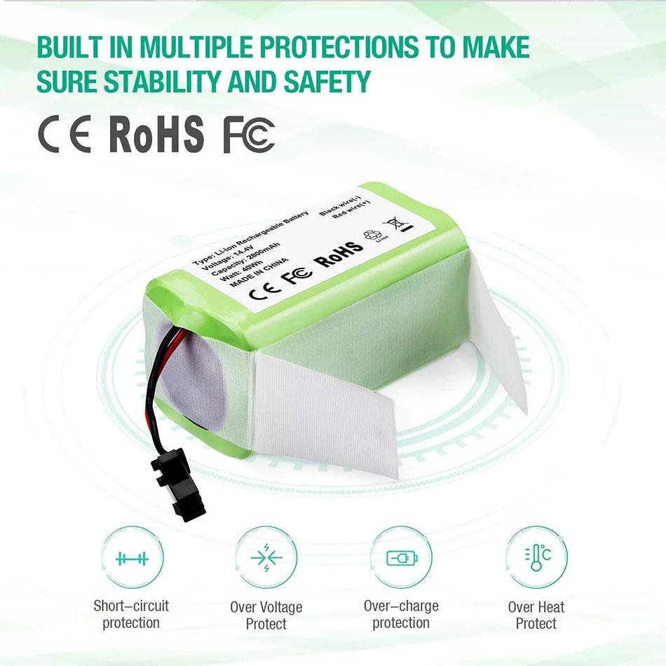 Pin Li-ion 14.4V 6800mAh dành cho Conga 990 1090 Tesvor X500 Ecovacs Deebot N79 N79S DN622 Eufy RoboVac 11 11S RoboVac 30 Màu: 2800mAh