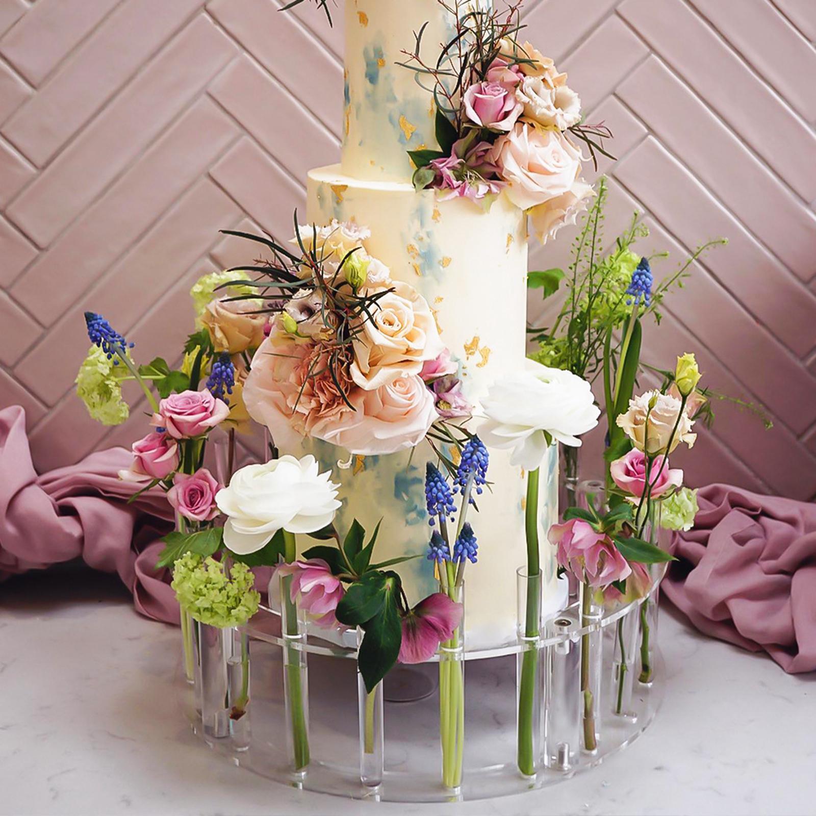 Acrylic Fillable Cake Stand Clear Cake Riser Cylinder Cake Holder Cake Pillars Round Display Stands for Celebration Wedding Party