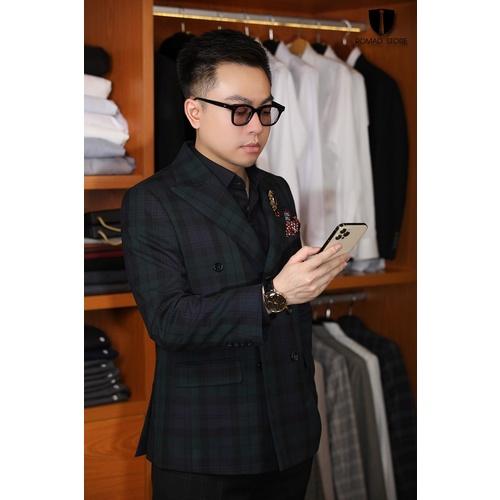 Áo vest nam, áo blazer nam ROMAD green cigu chất wool mềm mại, ít nhăn 7446