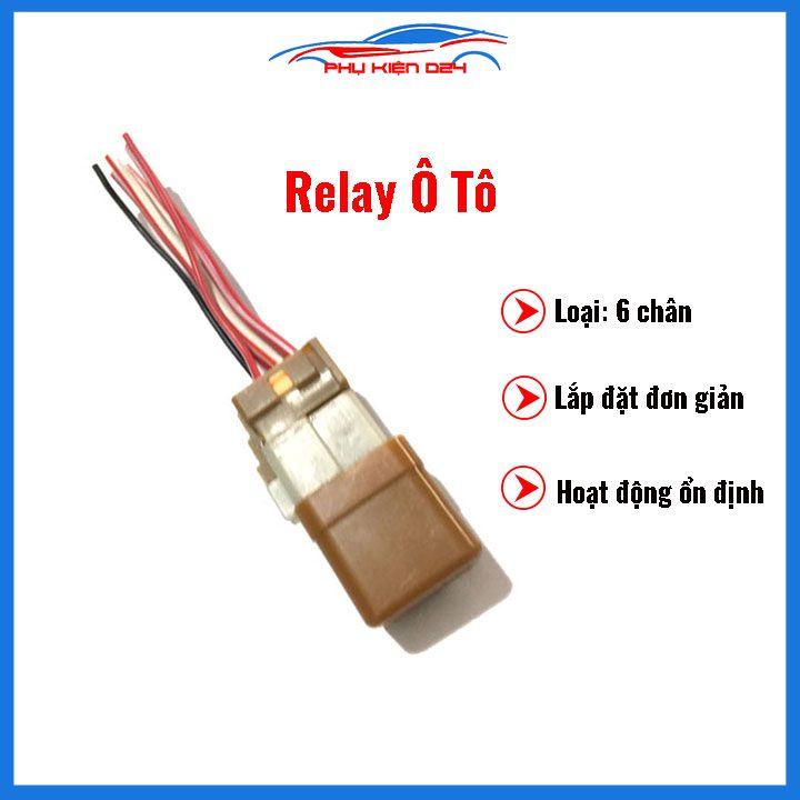 Rơ le relay ô tô 12V 6 chân nâu có sẵn dây chờ