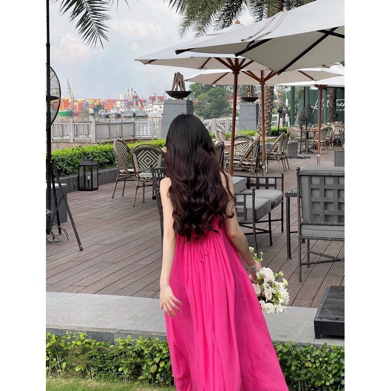 Chen.room Đầm maxi dáng dài hở lưng nhẹ nhàng tiểu thư, váy đầm xinh nhà Chen