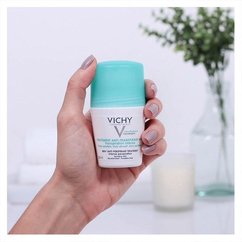 Lăn Khử Mùi Giúp Khô Thoáng Vùng Da Dưới Cánh Tay VICHY Traitement Anti- Transpirant 48h (50ml) - TẶNG MÓC KHÓA