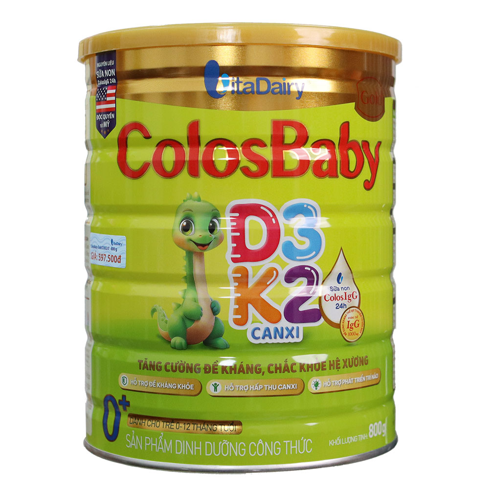 Sữa công thức Colosbaby D3K2 0+ lon 800g - Tăng cường đề kháng, Chắc khoẻ hệ xương