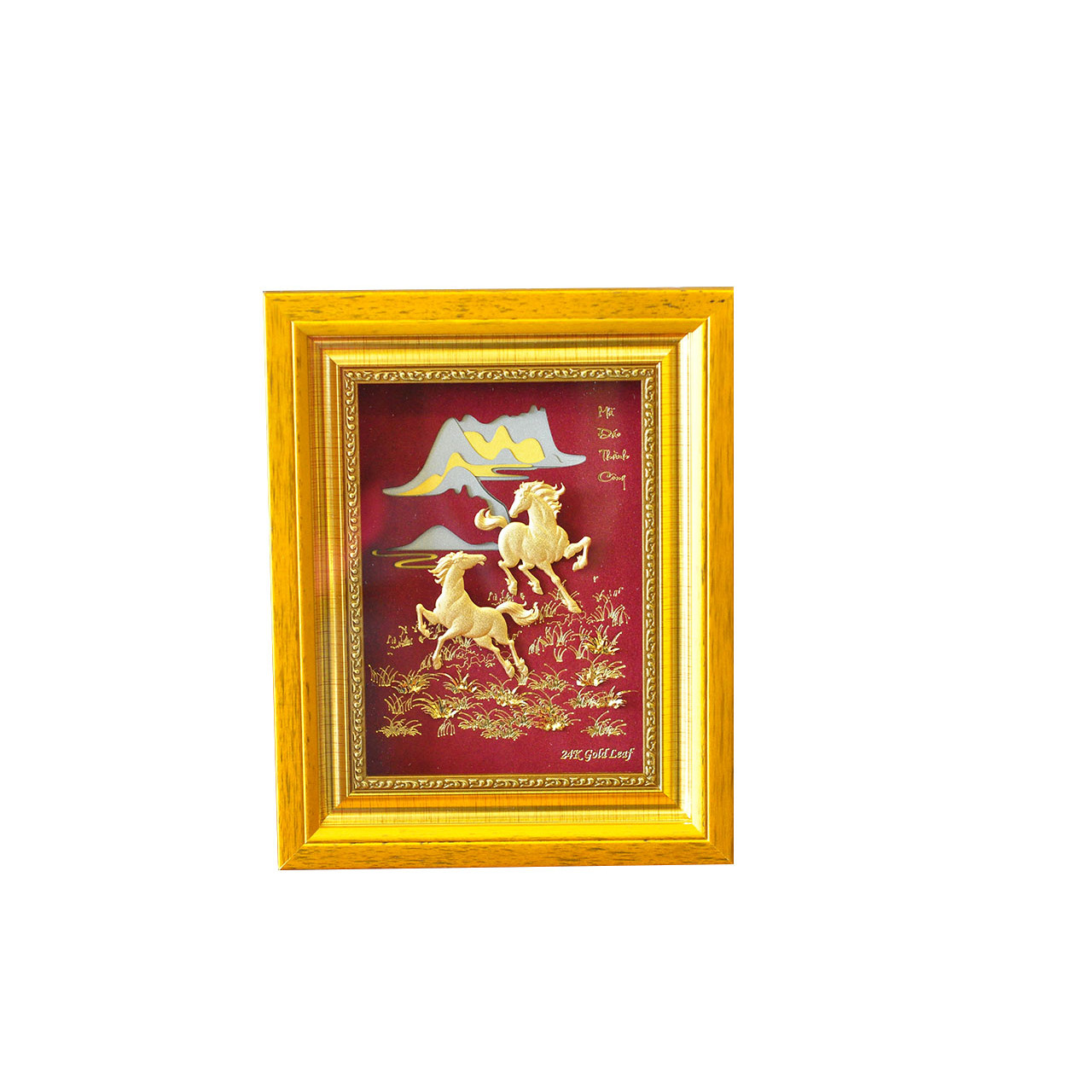 Tranh ngựa dát vàng 24k