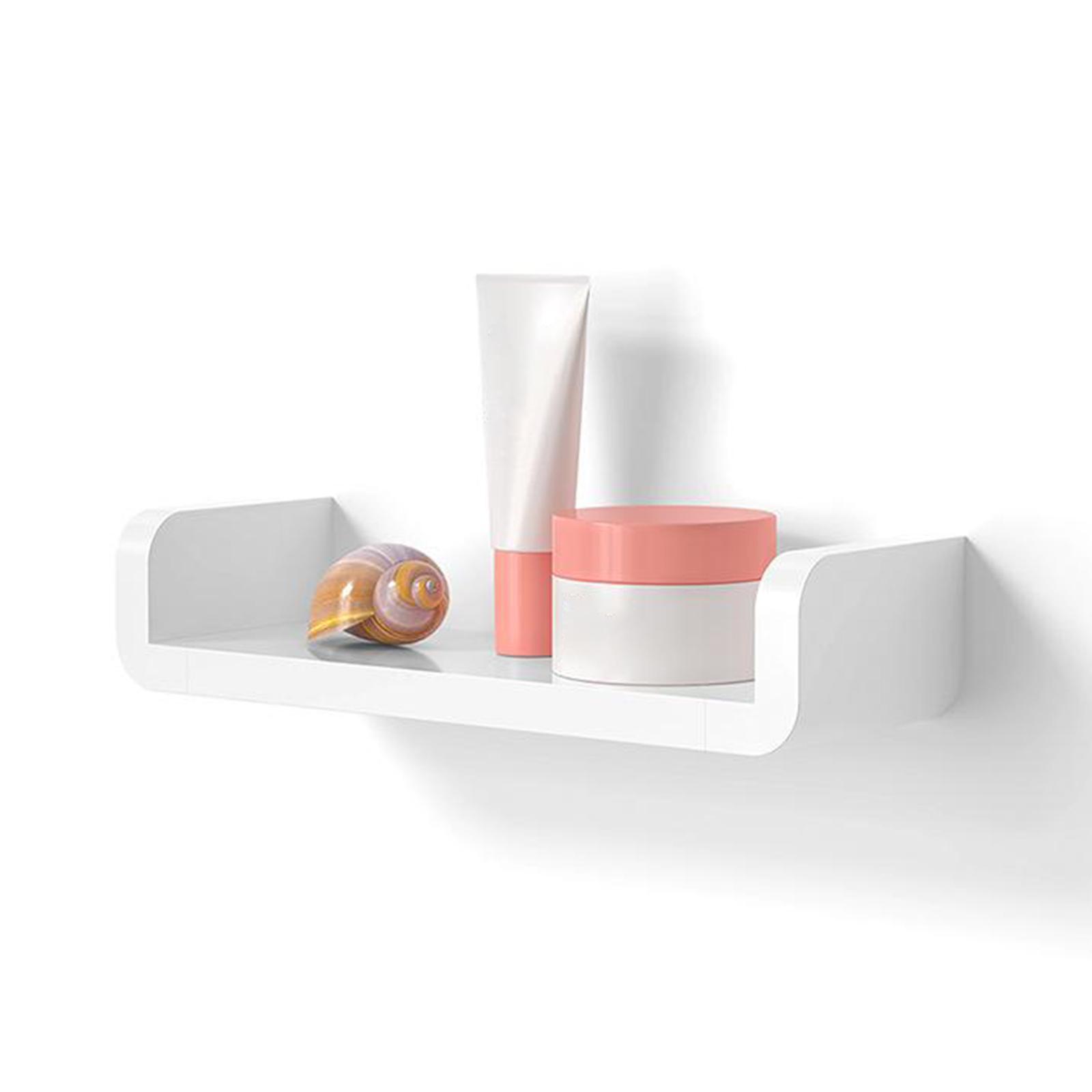 2X Floating Wall Shelves White U Shaped for Bathroom Display Organizer 32cm
