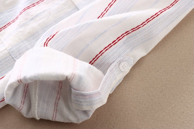 Áo sơ mi nữ công sở cổ V thiết kế 2 túi nắp ngực, sọc màu nhẹ nhàng CS93