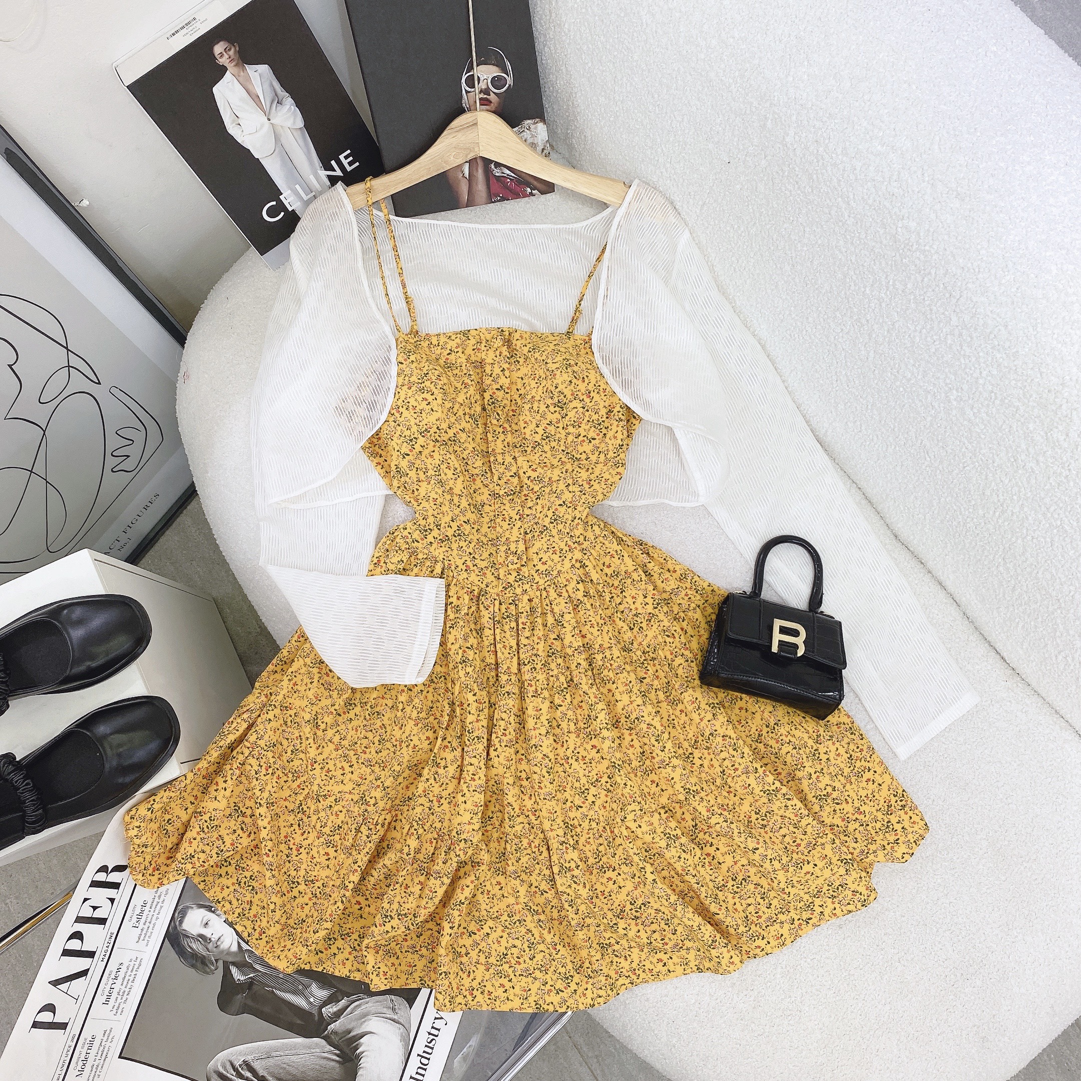 Set đầm baby doll kèm áo khoác siêu xinh, hot trend năm nay - Rossy Fashion