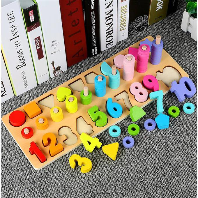 Bảng Học Đếm Bậc Thang 10 Cột Tính Bằng Gỗ Theo Phương Pháp Montessori Cho Bé