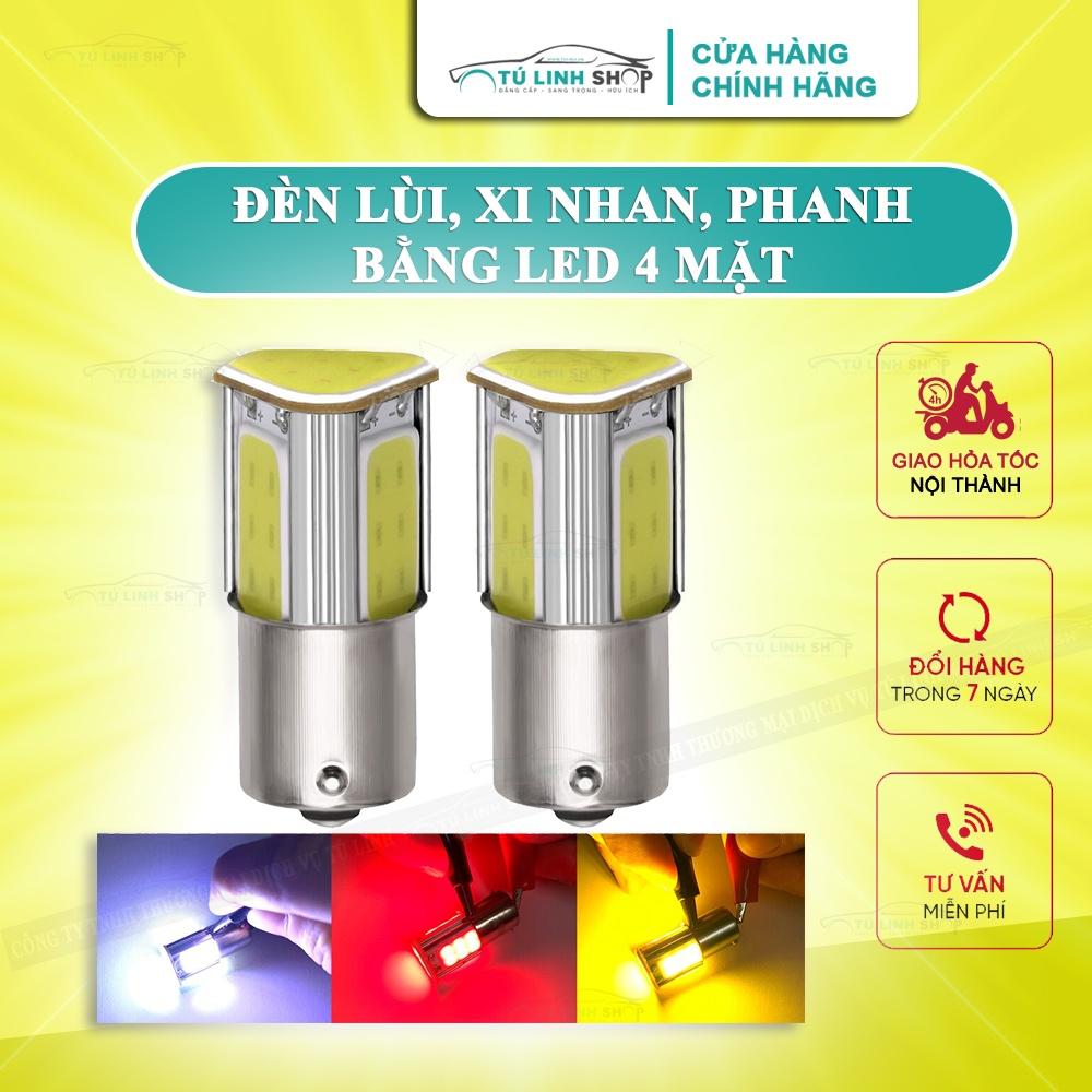 Đèn LED đui 1156( BA15S, P21W ), 1157 S25 12V COB 4 mặt cho đèn hậu, đèn phanh, đèn lùi, đèn xi nhan ô tô xe máy