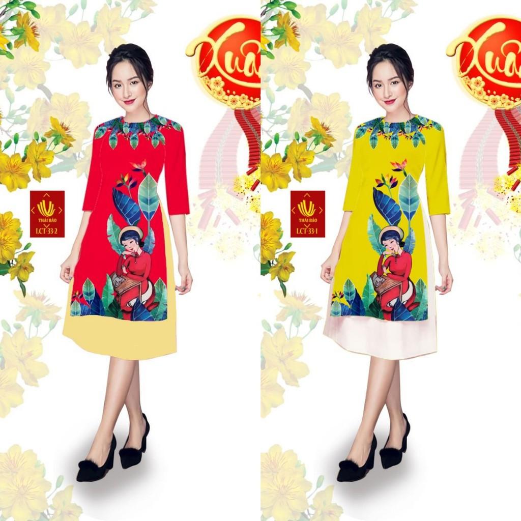 GIÁ XƯỞNG - Áo dài cách tân gấm in 3D