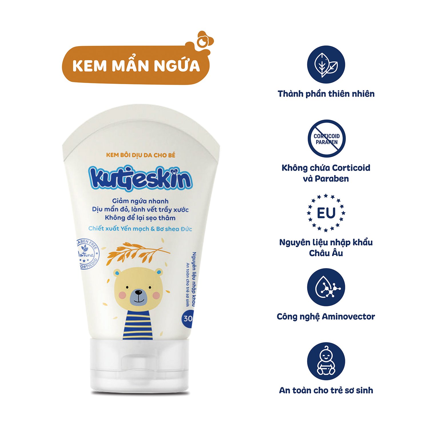 Kutieskin 30gr Kem mẩn ngứa – hăm Kutieskin