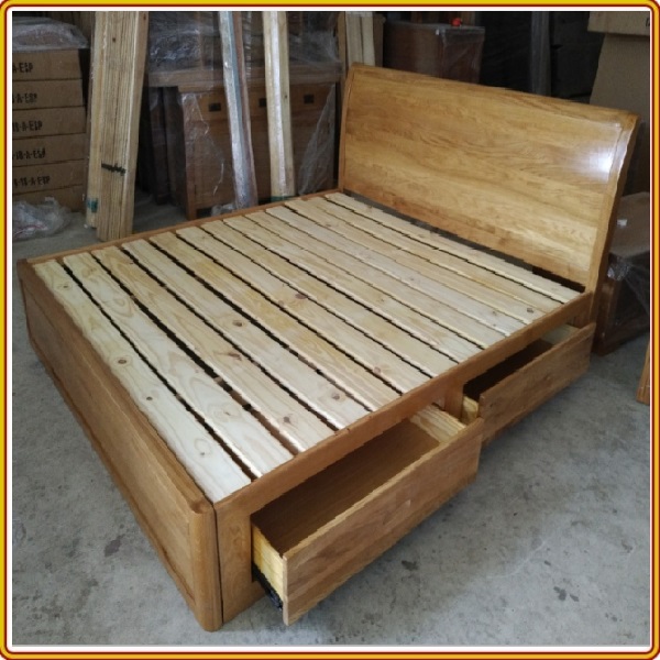 Giường ngủ Nhật gỗ sồi 1m8 Tundo - 2 Hộc