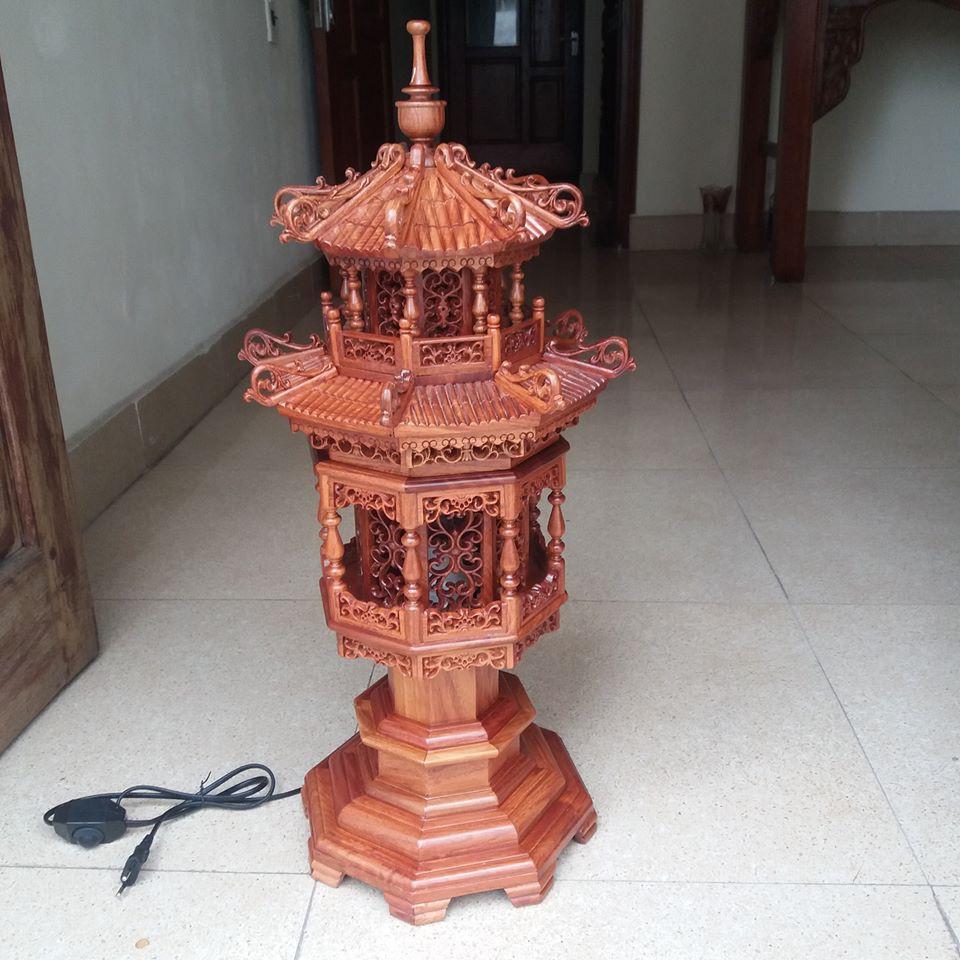 Đèn thờ kiểu tháp chùa .gỗ hương cao 81cmx35cmx35cm