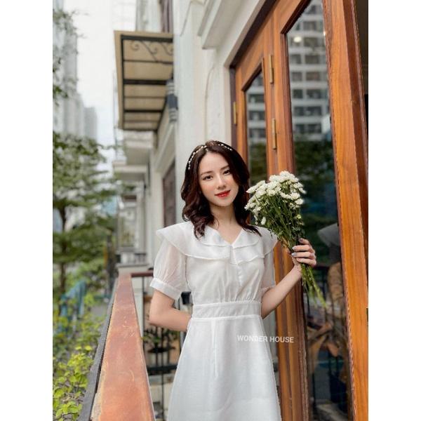 Đầm thiết kế WONDERHOUSE cổ v thủy thủ công sở, dạo phố chất xô mịn tôn dáng - Winter Dress