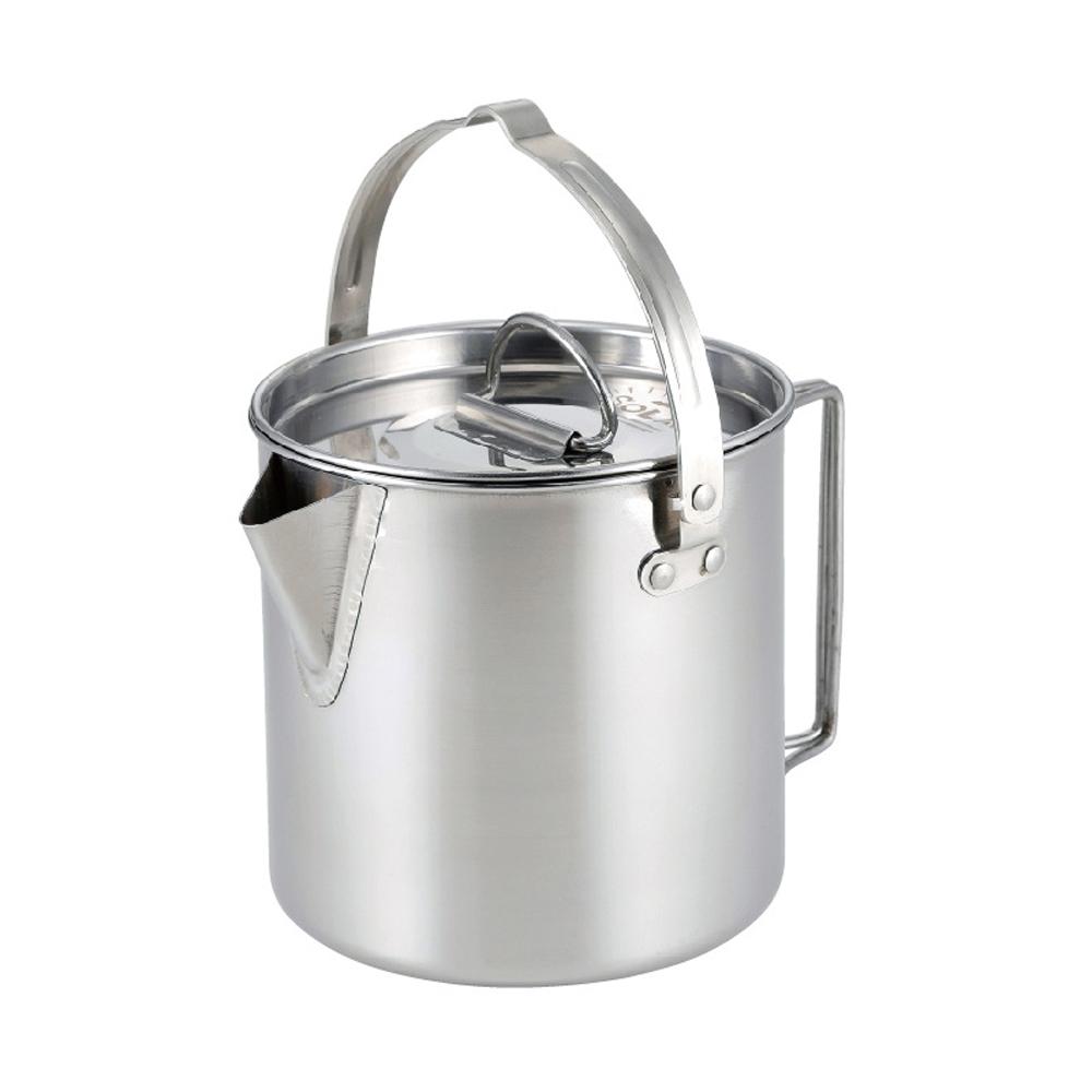 Outdoor Stainless Steel Kettle Folding Handle Camping Hung Pot Portable Coffee Pot Picnic Cooker 1.2L Teapot Cooking Accessory