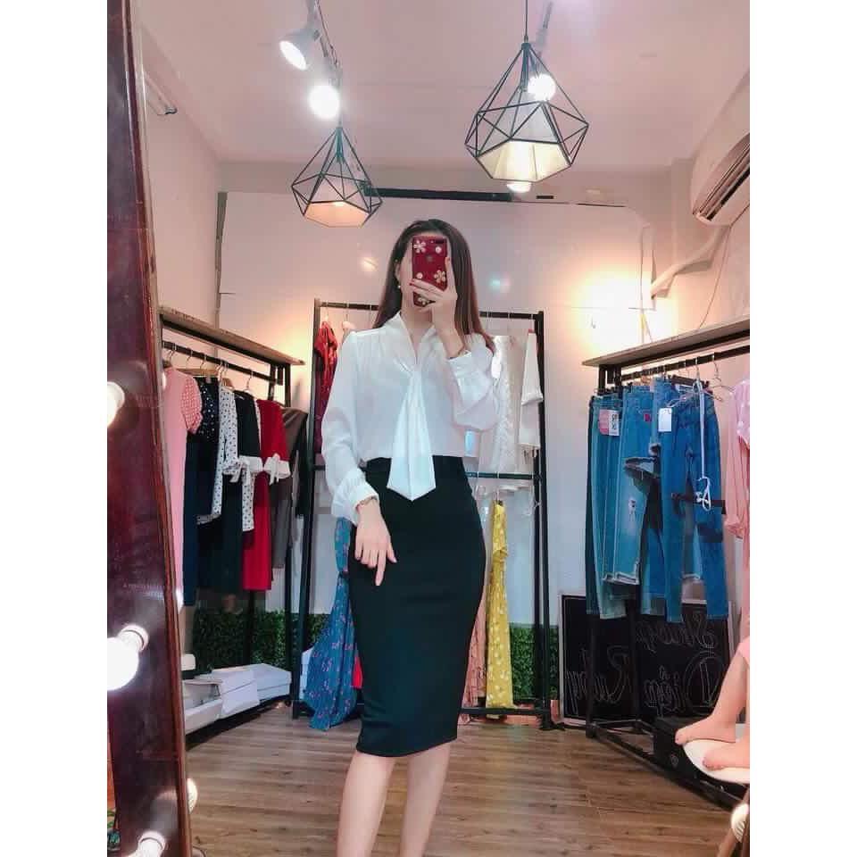 Áo Sơ Mi Cổ Thắt Cách Điệu