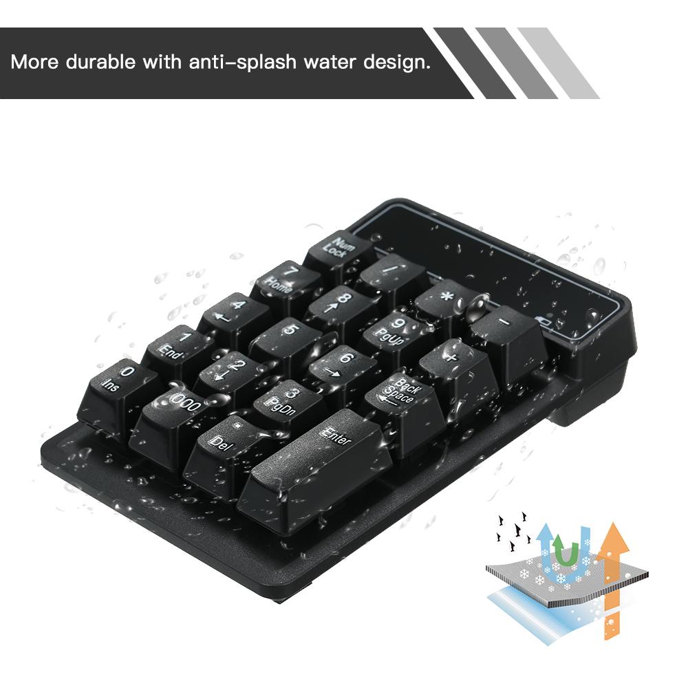 19 Keys 2.4G Wireless Low Noise Mini Numeric Keypad Waterproof ABS Material Replacemnet for Microsoft Android and iMac